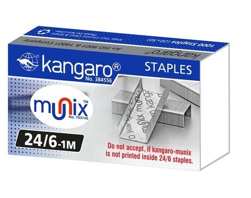 Kangaro 24/6-1M Heavy Duty Steel Wire Staple Pin | 1000 Staples | Perfect For Office, Home & School | Pack Of 5