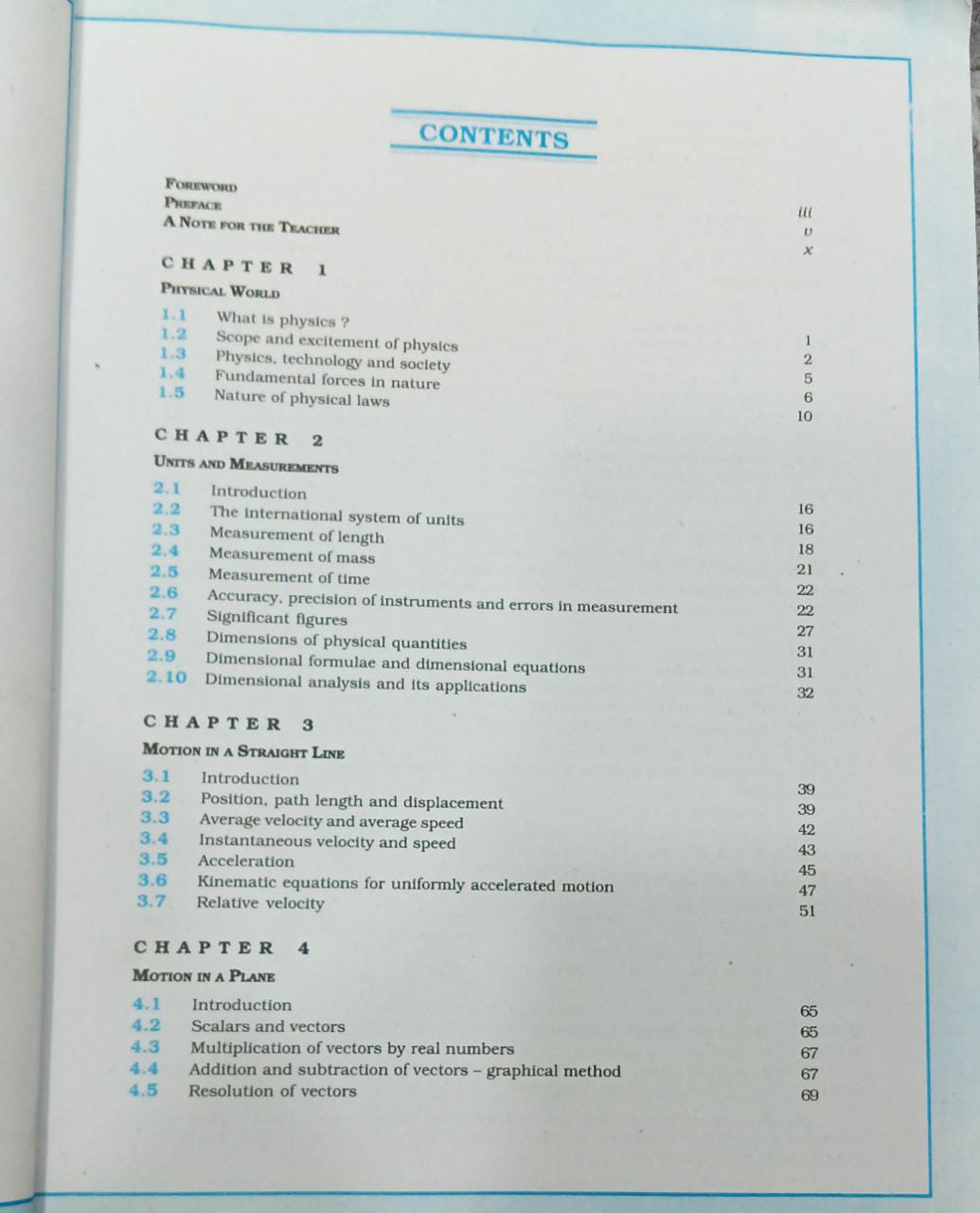 ncert class 11 physics textbook index