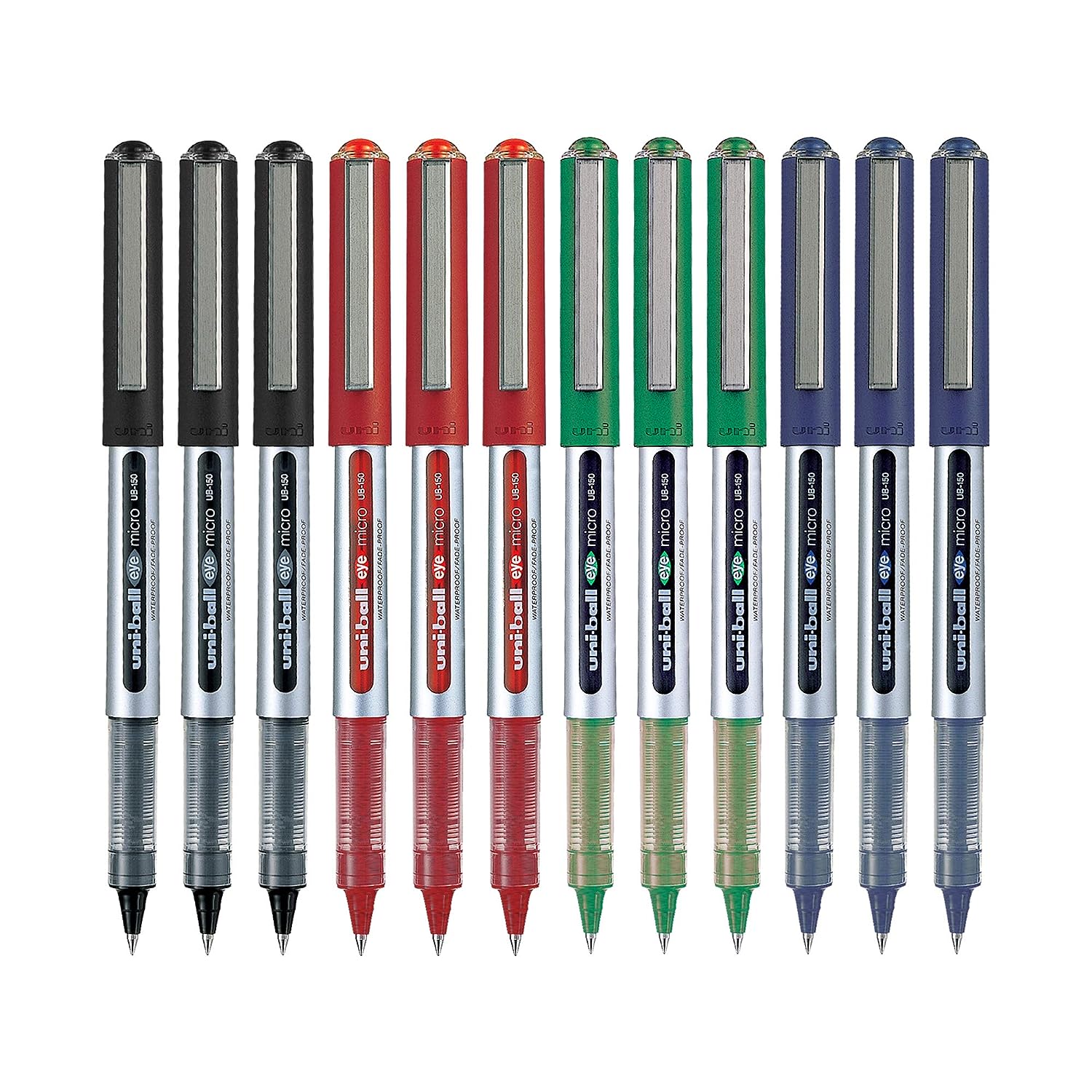 Uniball Eye UB150 Roller Pen Black Blue Red Green Each Colour 3 Pen (Pack  Of 12) Buy Online