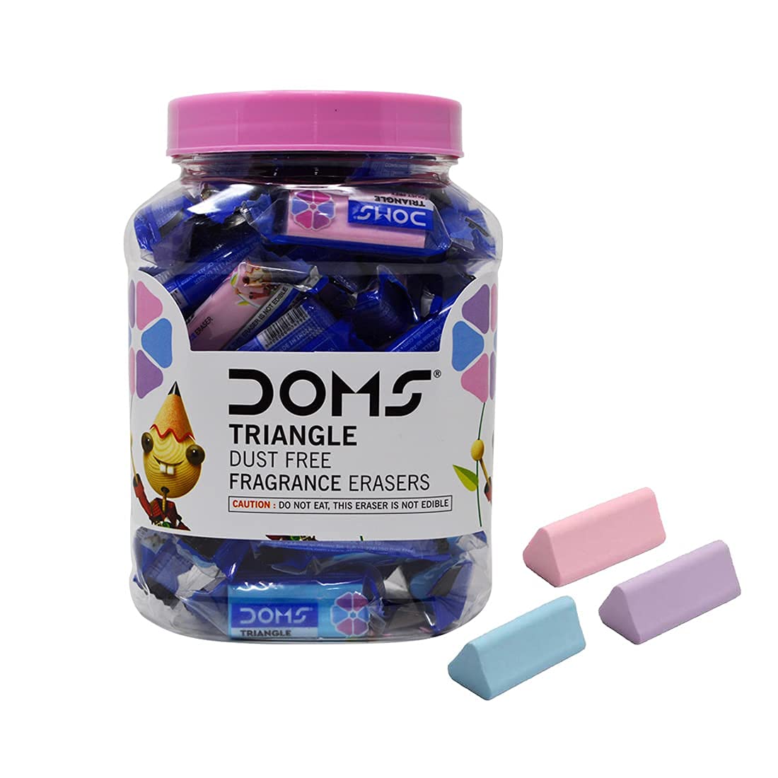 Doms Triangular Dust Free Fragrance Eraser Jar Pack Of 50