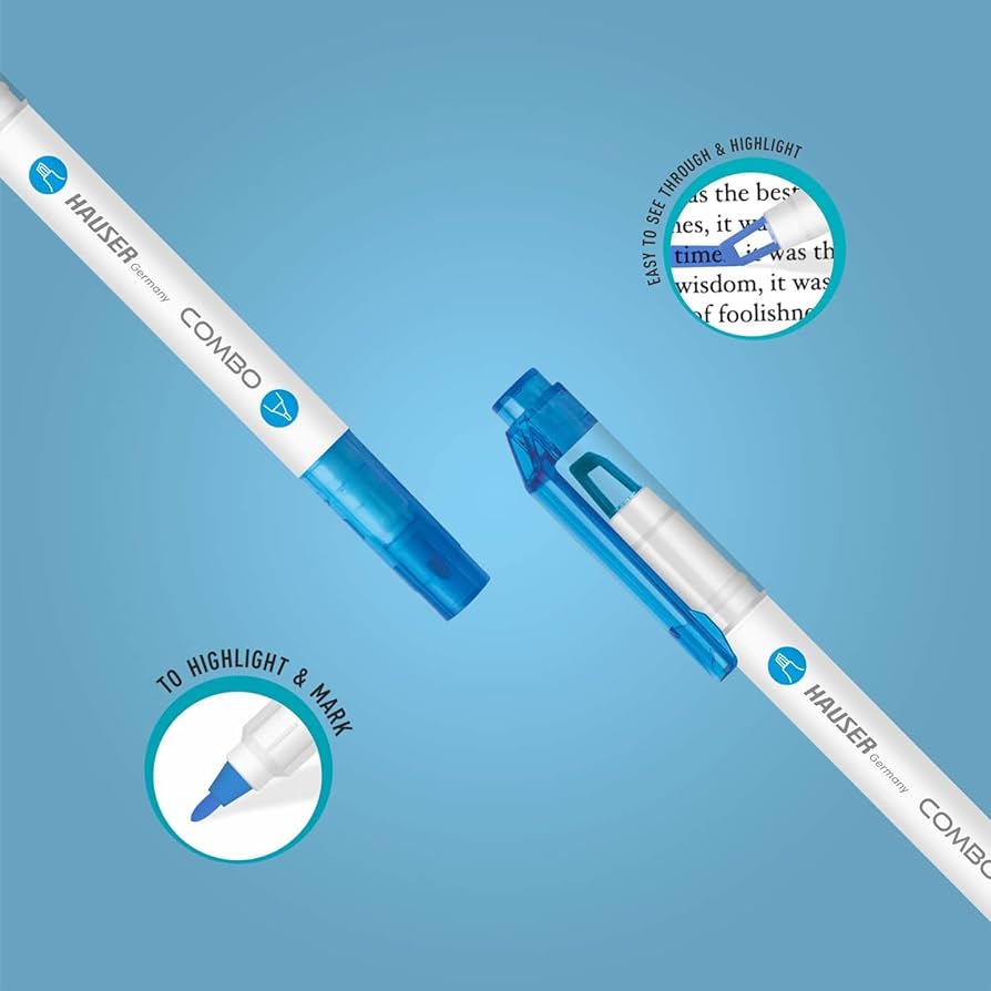 Hauser Highlighter Pen Highlighters Stationery Dual Tips Marker Pen Cute Highlighter Pens for