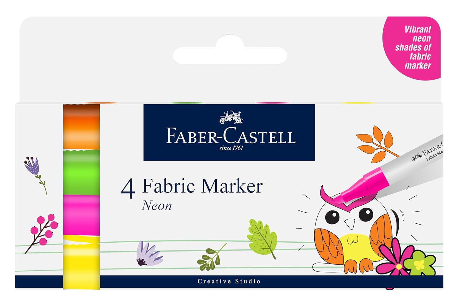 FABER-CASTELL Creative Studio Fabric Marker Neon Set Of 4