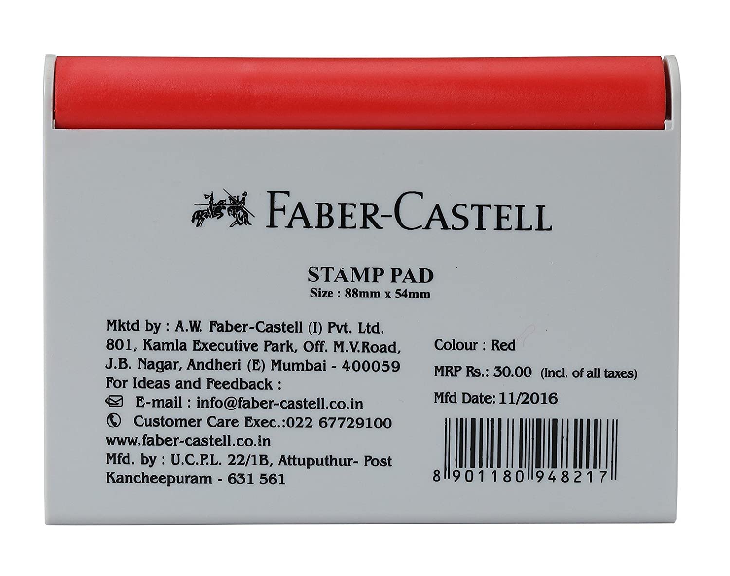 FABER-CASTELL Stamp Pad Small, Red, Pack Of 5