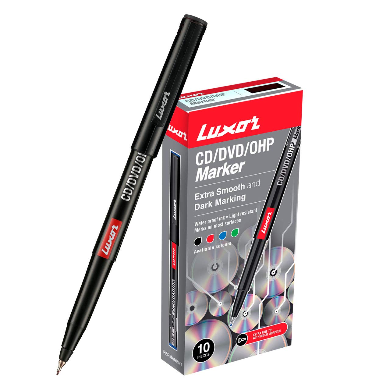 Luxor 1236 CD/DVD/OHP Marker - Black - Box Of 10